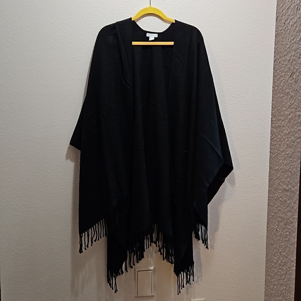 Charter club open front poncho, one size, black